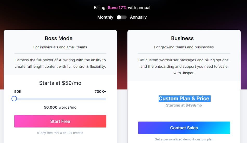 Jasper pricing
