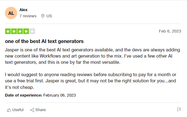 Jasper Reviews on trustpilot