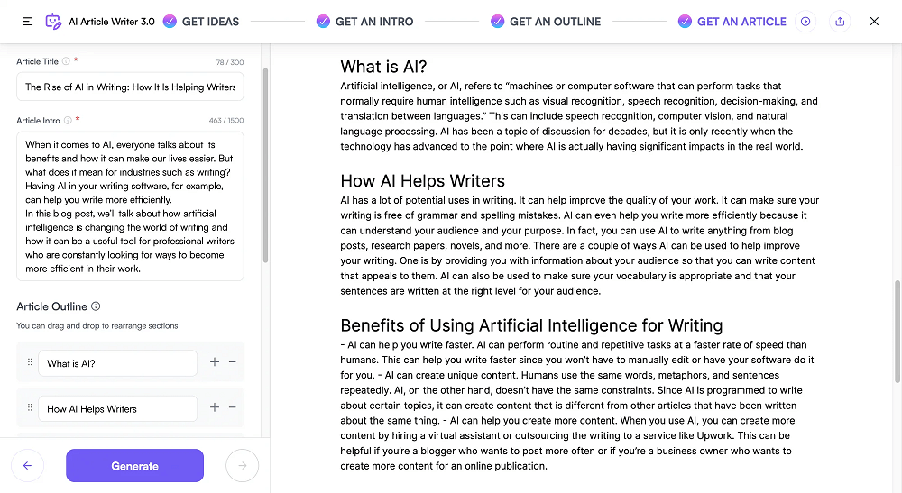 Writesonic's Blog Wizard feature