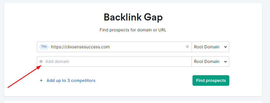 Semrush's Backlink Gap feature