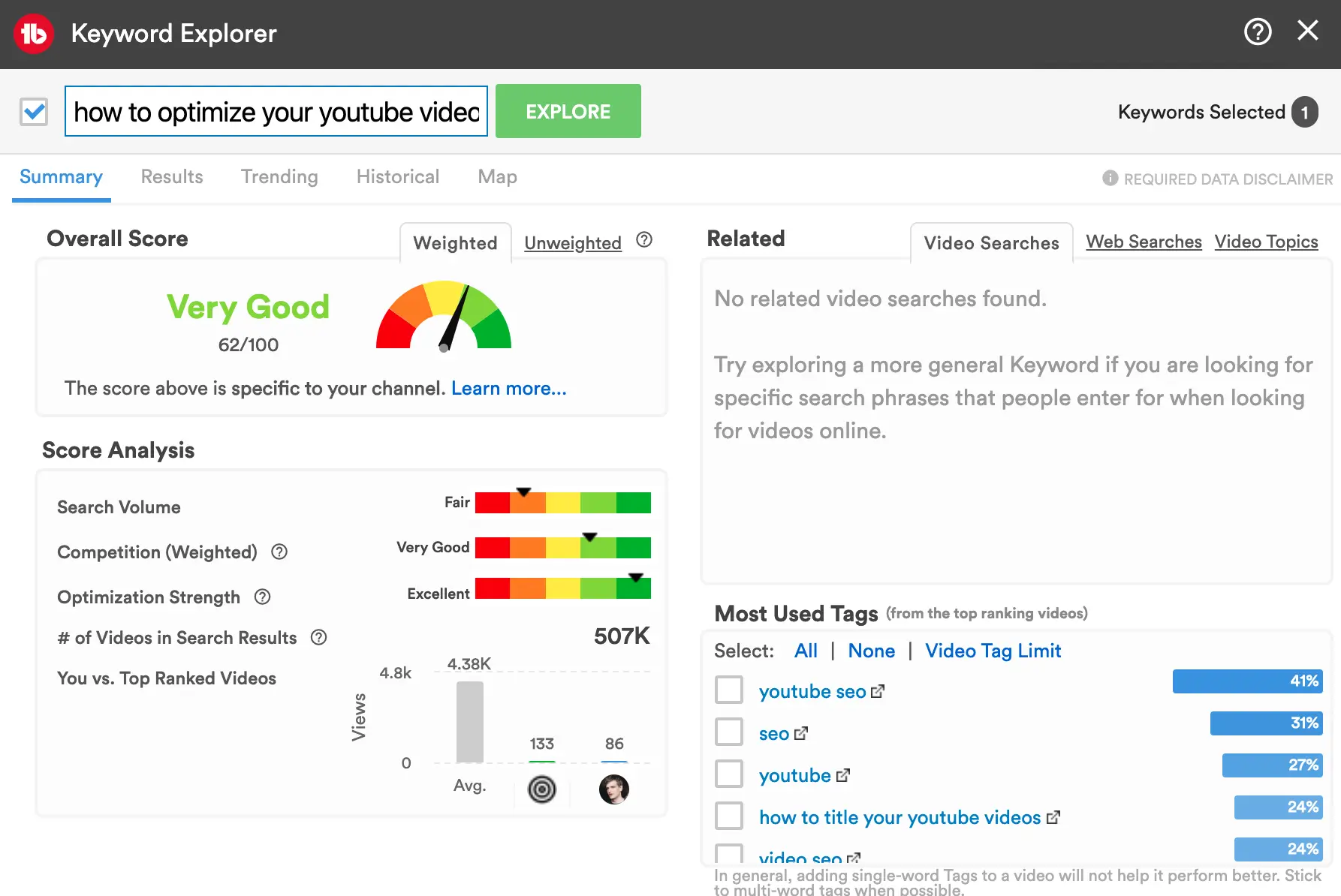 TubeBuddy's Keyword Explorer