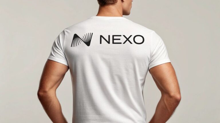 Nexo Logo on a man's tshirt