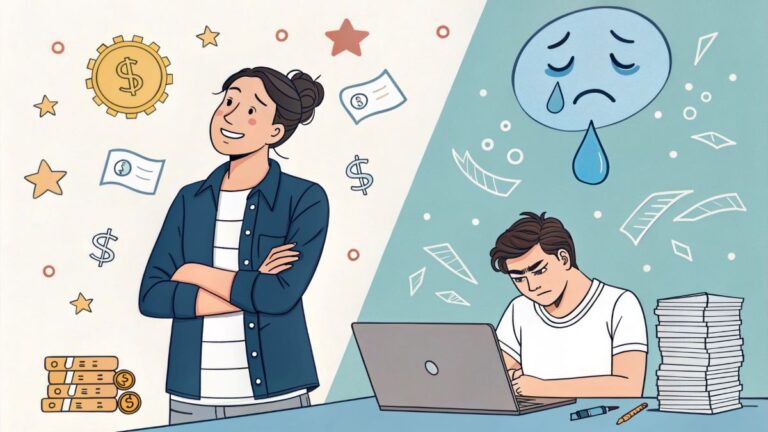 A successful and an unsuccessful blogger side by side.