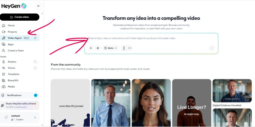 Στιγμιότυπο από το εργαλείο πράκτορα βίντεο της HeyGen