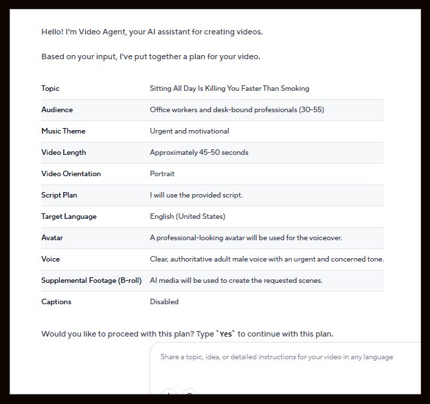 Screenshot from HeyGen. After you feed it the script, HeyGen plans your video and executes.