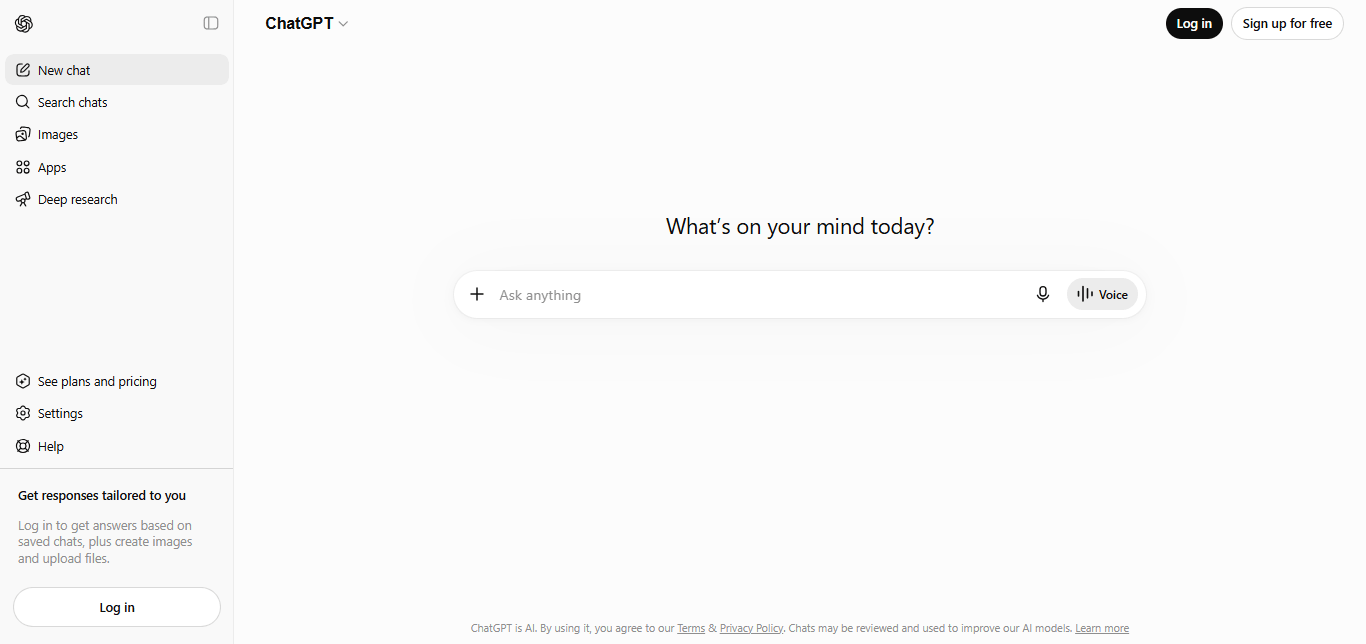 Screenshot from ChatGPT